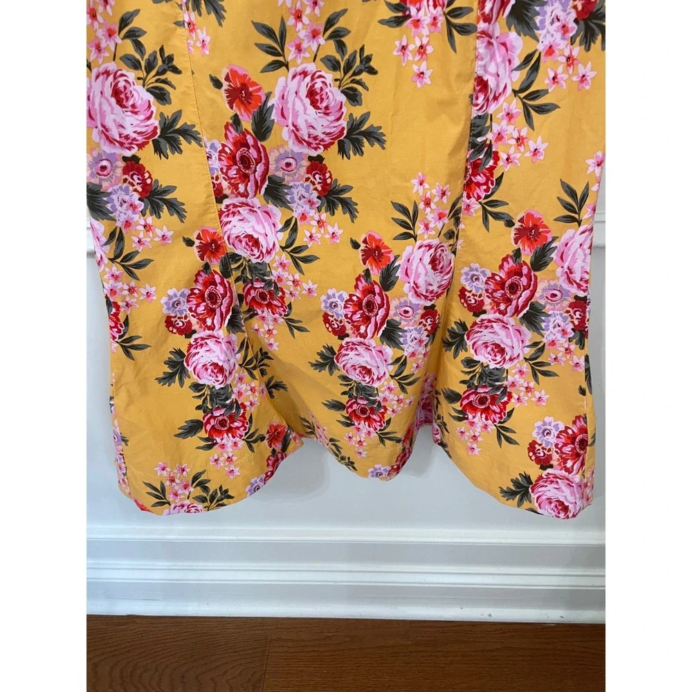 Anthropologie Size M Cecily Flora Midi Dress Garden‎ Party Cottagecore Yellow